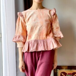 STORY MFG Amla top in peach/pink corduroy